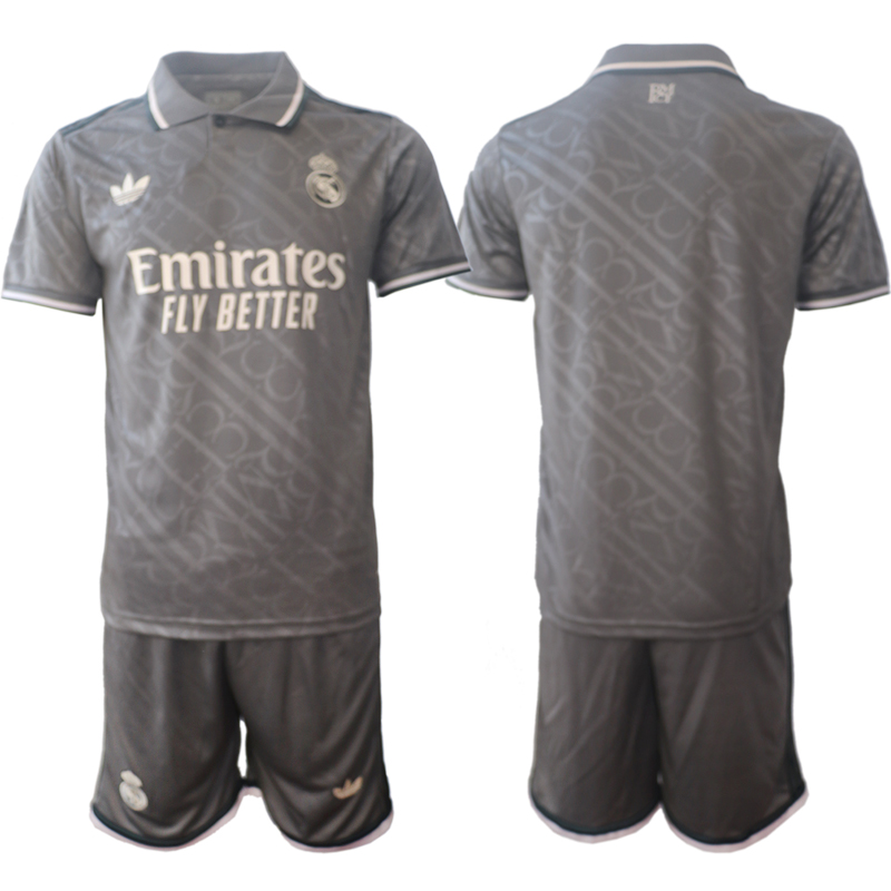 Men 2024-2025 Club Real Madrid away Grey blank Soccer Jersey->real madrid jersey->Soccer Club Jersey